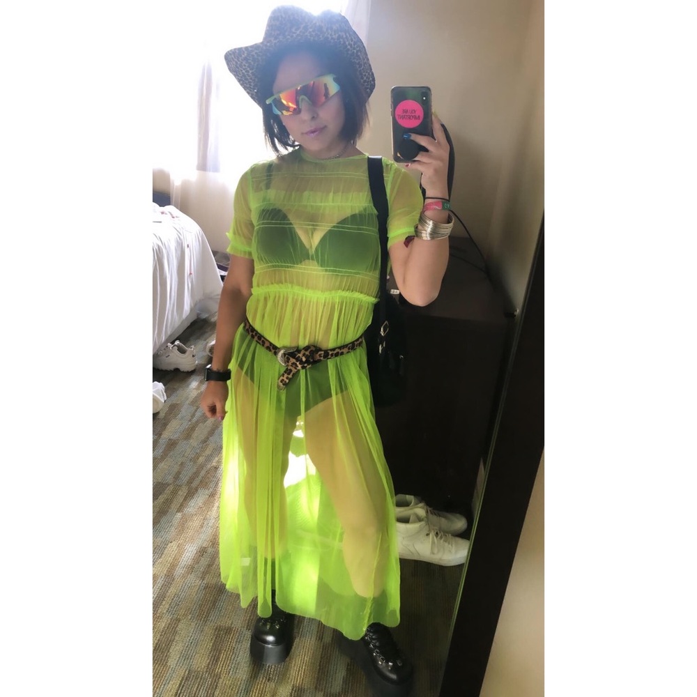 Neon Mesh Maxi Dress